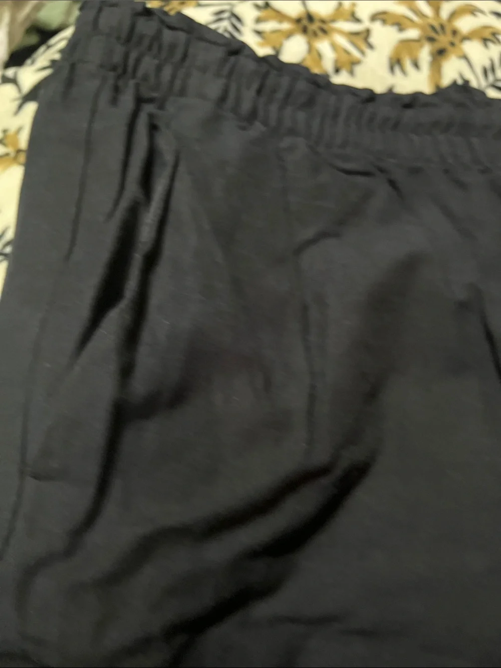 H&M Black Linen-Blend Elastic Waist Chinos